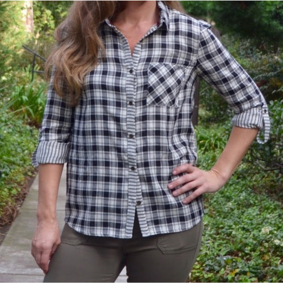 41 Hawthorn Stitch Fix Size Small Plaid Barbos Contrast Detail Flannel Shirt - Picture 1 of 5